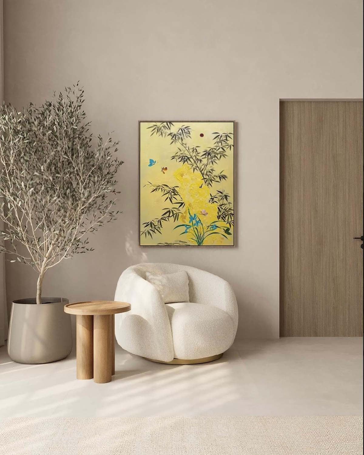 Wall Art Oriental Bamboo Butterfly