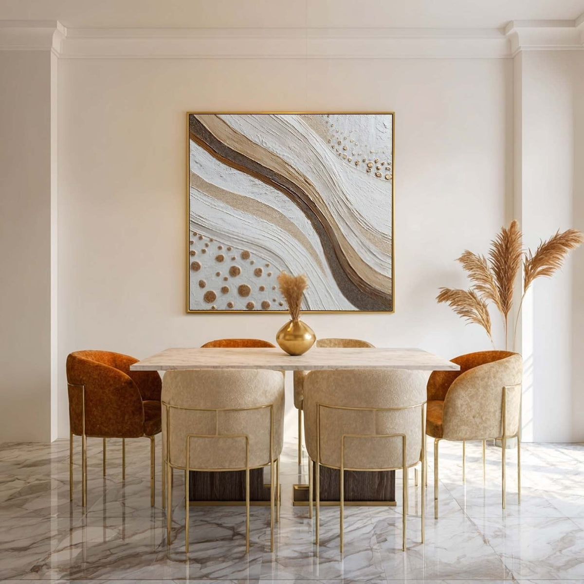 Wall Art Minimalist 3D Dotted Abstract Flowing
