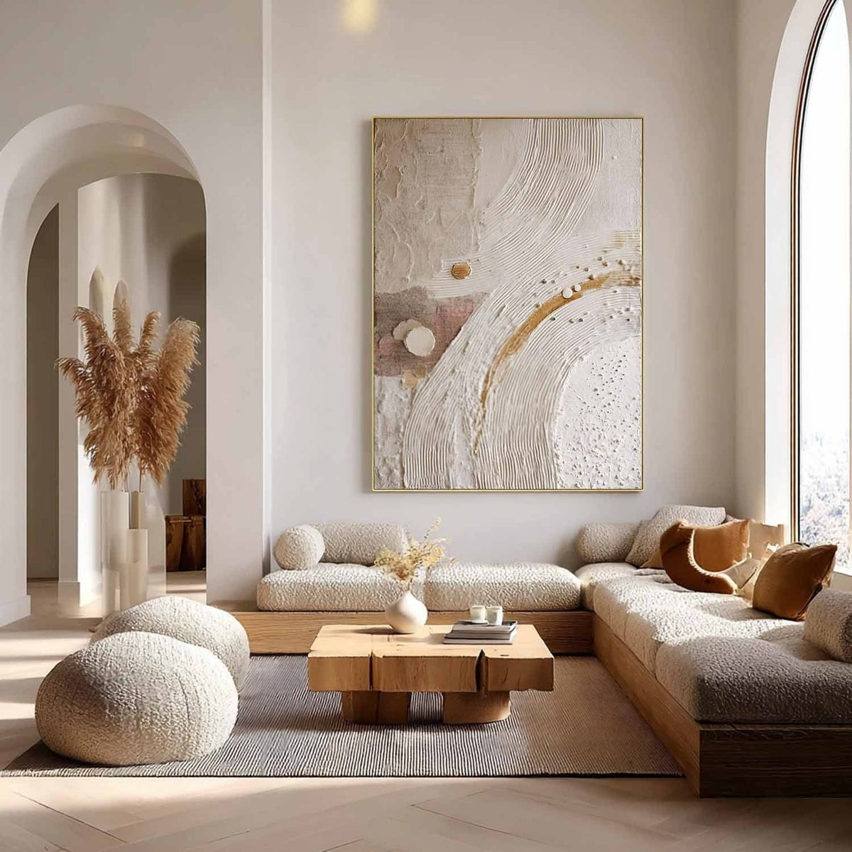Wall Art Minimalist 3D Gold Abstract Flowing