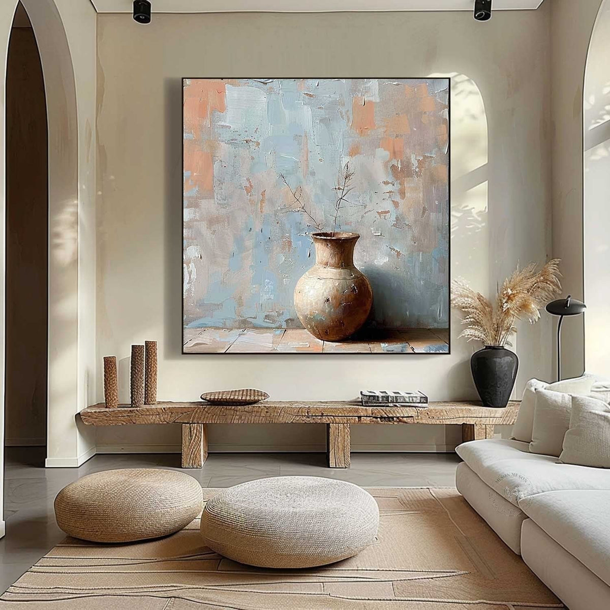 Wall Art Rustic Vase Still Life Impasto