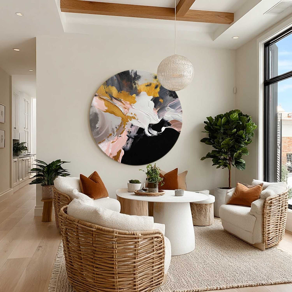 Wall Art Bold Abstract Swirls Gold