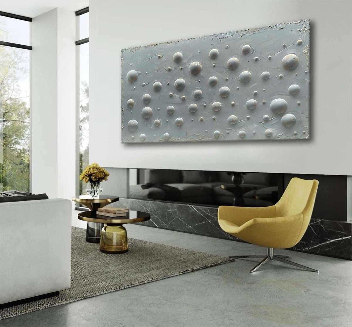 Wall Art Neutral Bubble Dotted Canvas