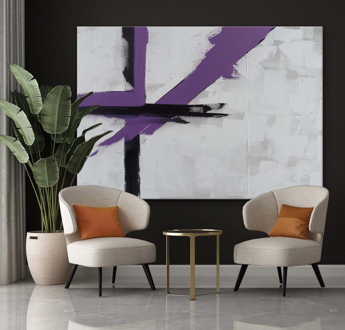 Textured Abstract Geometric Oil Painting