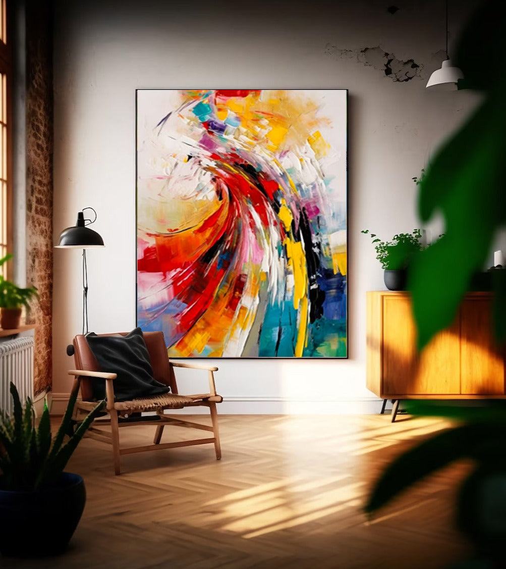 Chromatic Surge Abstract Oil Painting