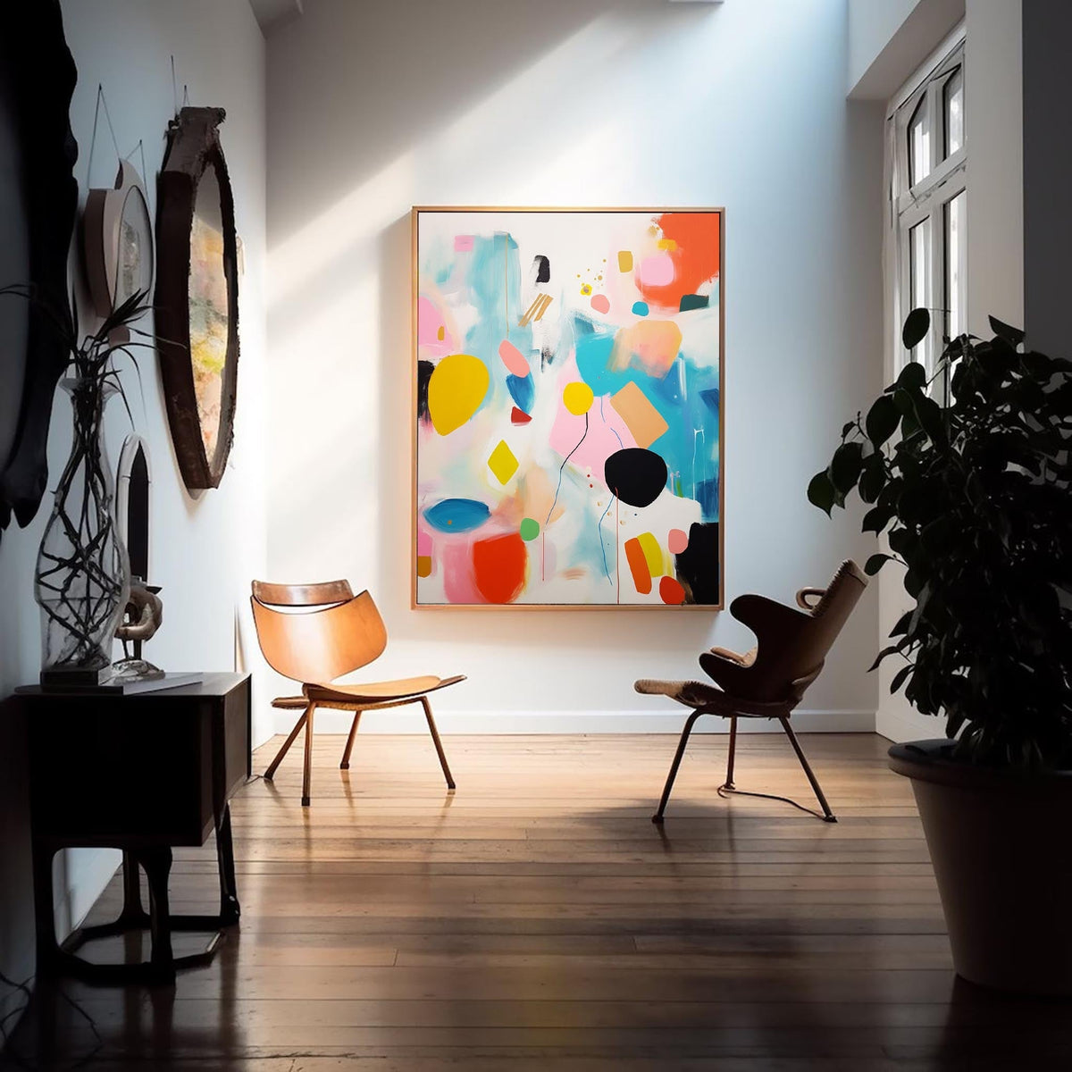 Playful Painting Colorful Shapes Modern Wall Art
