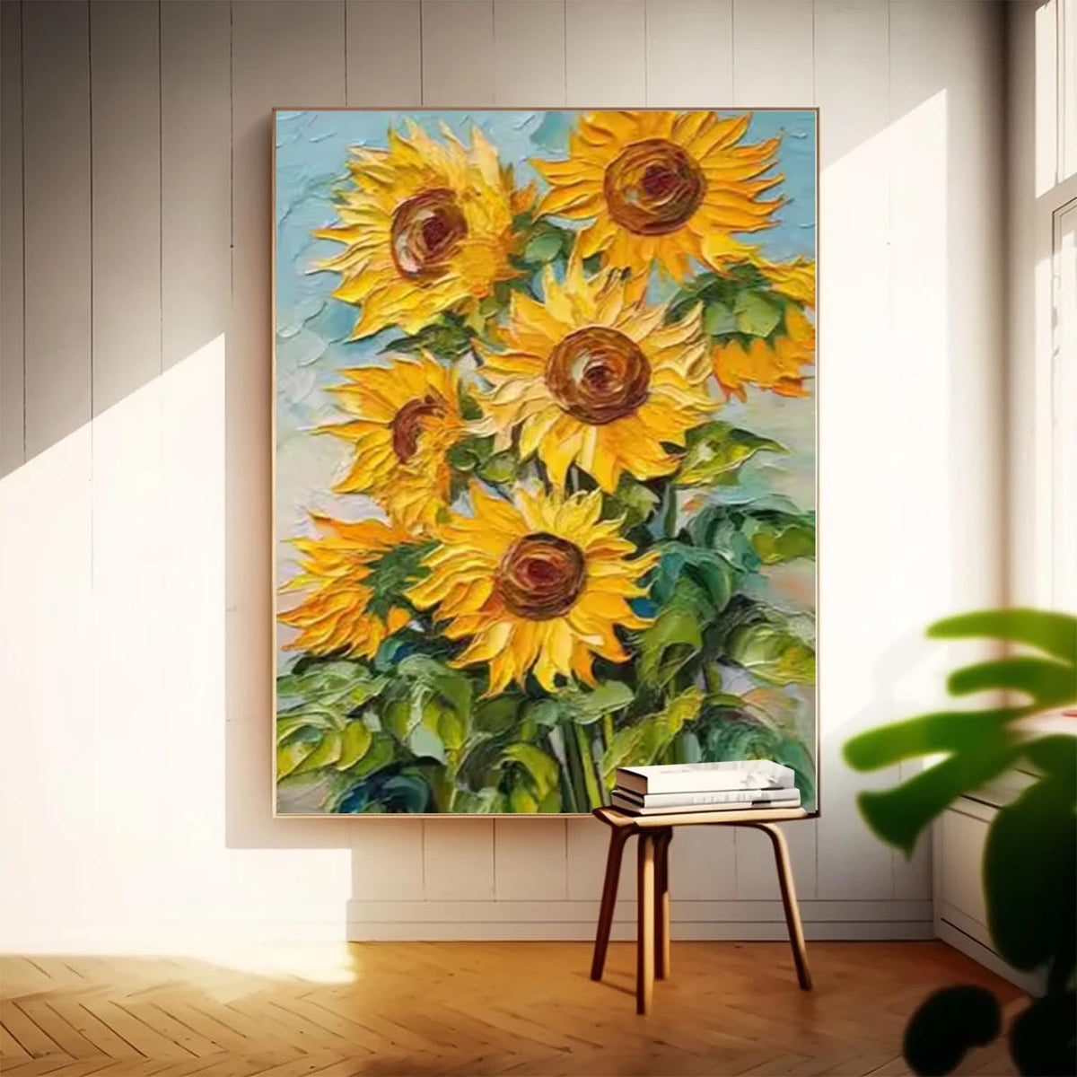 Vibrant Impasto Sunflower Oil Painting Yellow Floral