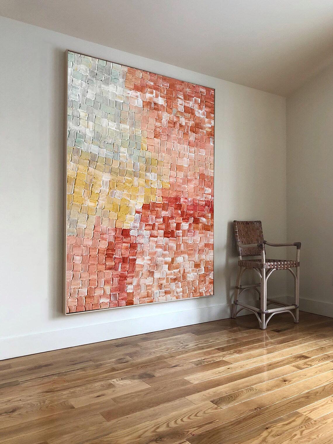 Textured Pixel Color Block Oil Painting Gradient Pink