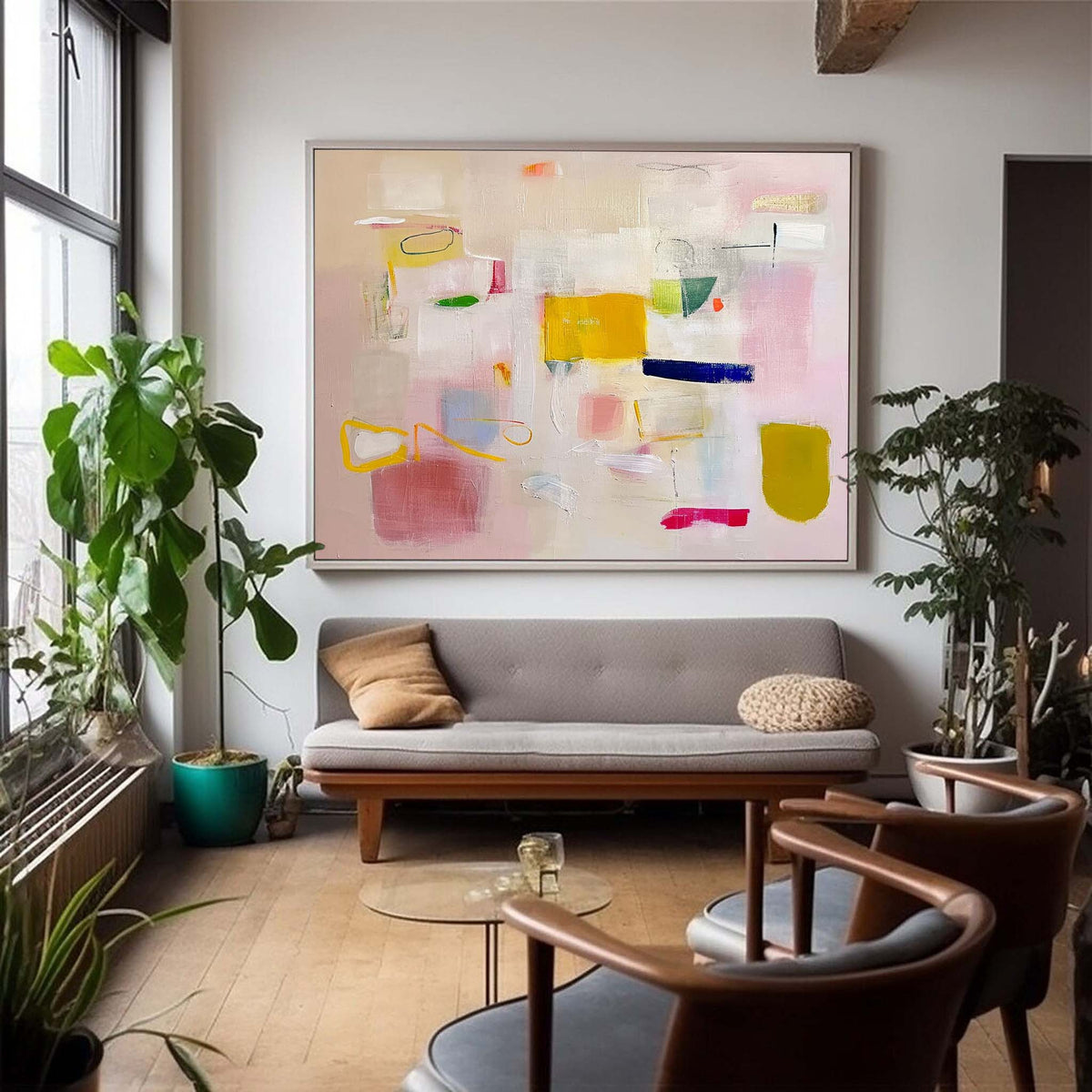 Wall Art Abstract Soft Cream Macaron Color Block