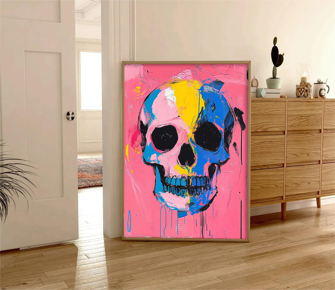 Pop Art Skull Painting Vibrant Modern Wall Art