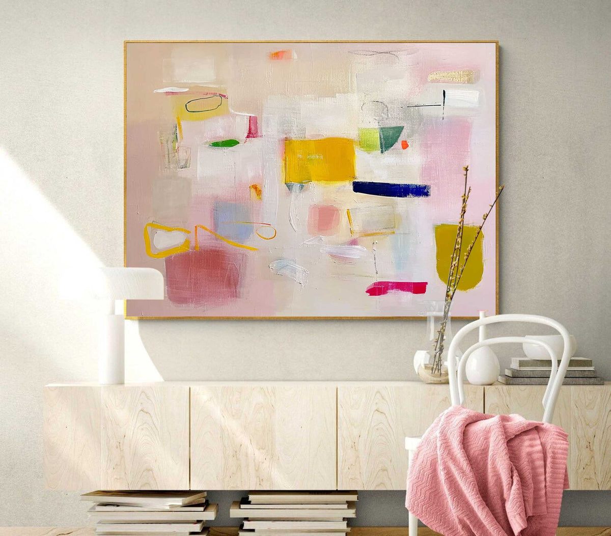 Wall Art Abstract Soft Cream Macaron Color Block