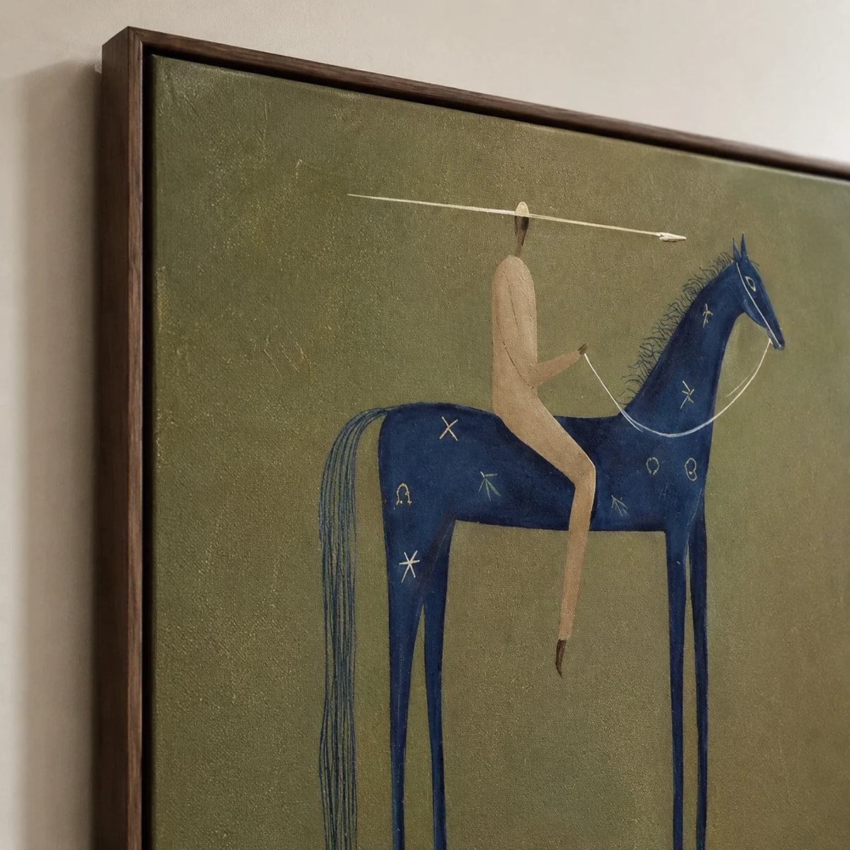 Emerald Stillness Horse and Rider Oil Painting