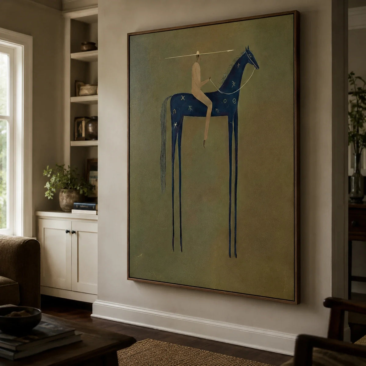 Emerald Stillness Horse and Rider Oil Painting