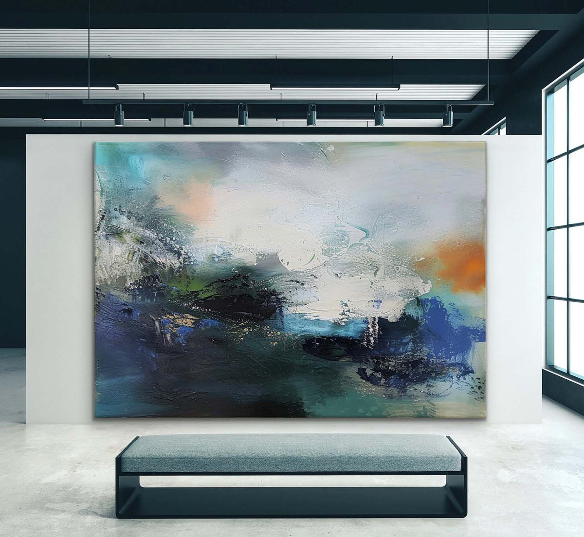 Wall Art Misty Abstract Landscape Layered Fluid