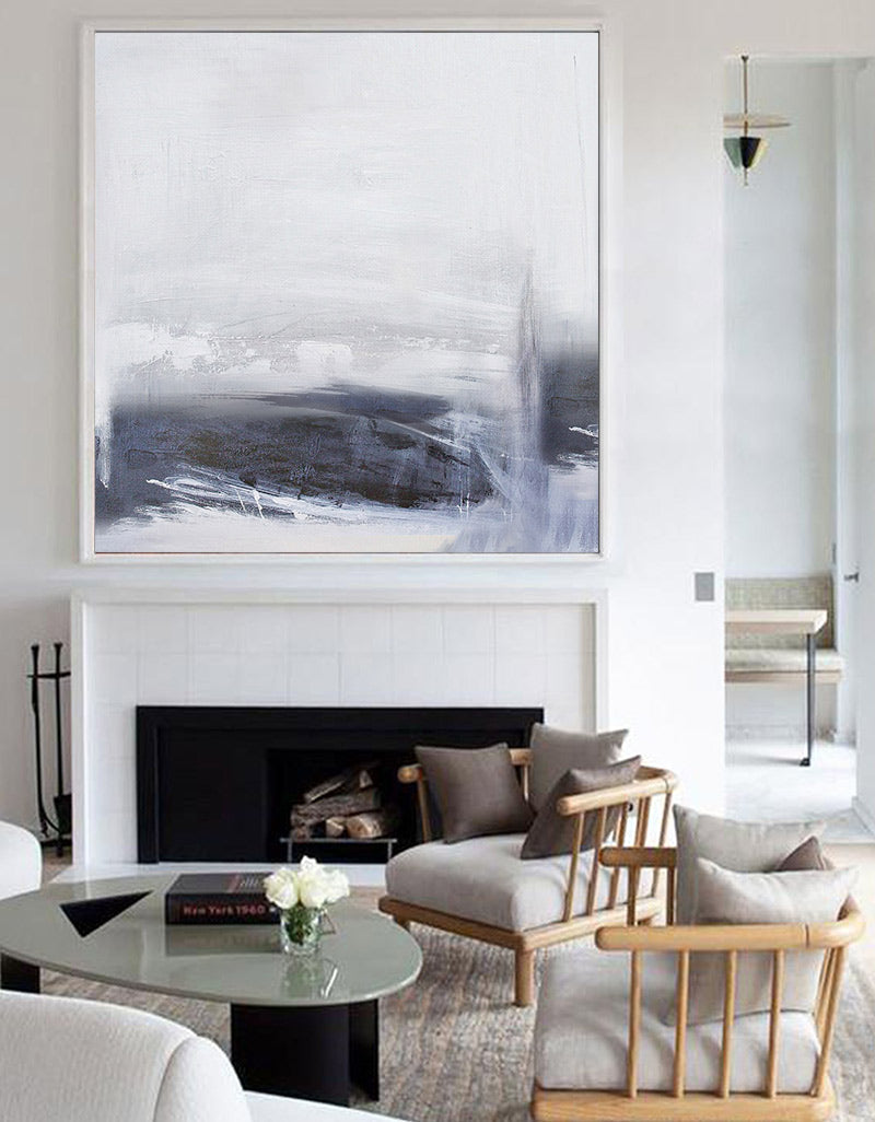 Minimalist Gray Abstract Oil Painting
