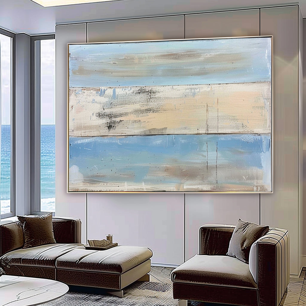 Soft Coastal Art Blue-Neutral Textures & Distressed Painting