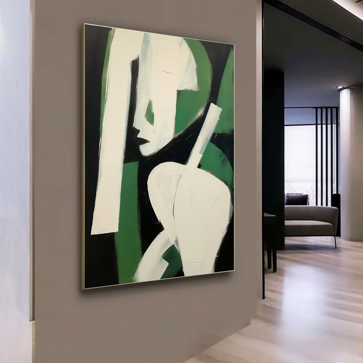 Wall Art Square Abstract Cubist Figure Green