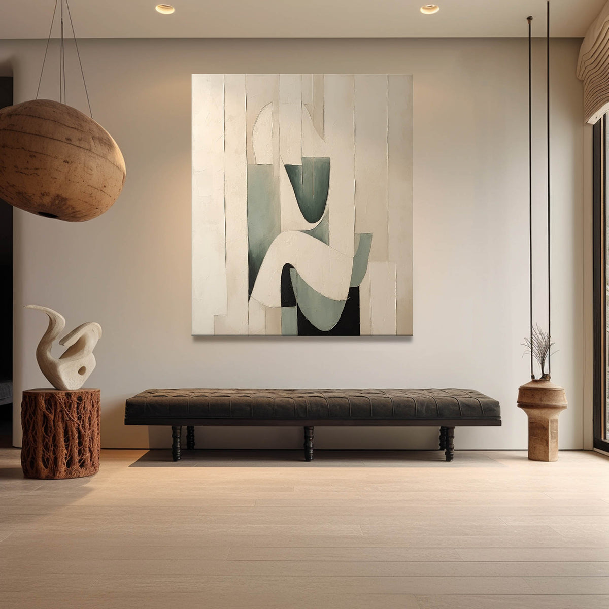 Wall Art Organic Geometric Abstract Oil Painting