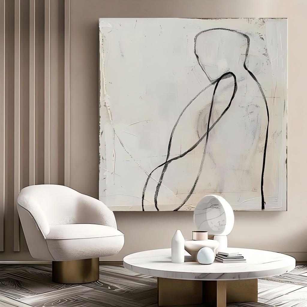 Minimalist Embrace Line Art Painting