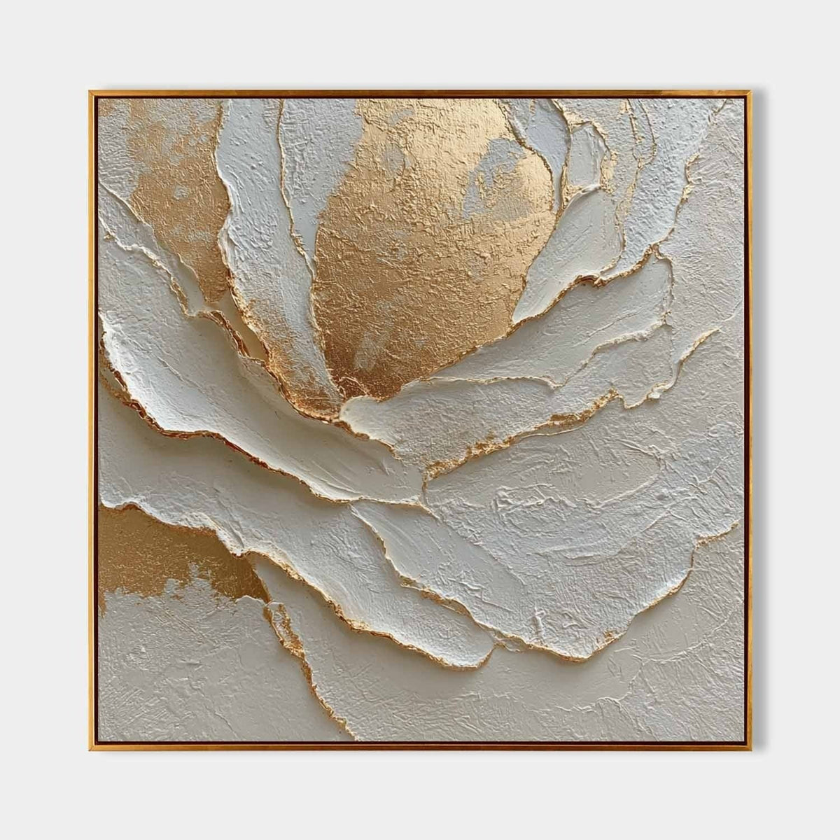 Wall Art White Peony Gold Accent Floral