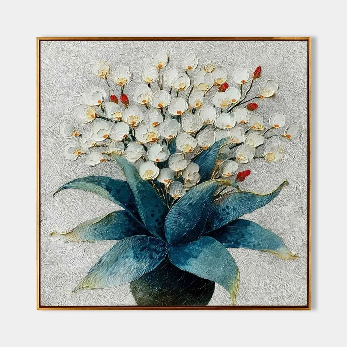 White Orchid Bouquet Impasto Painting