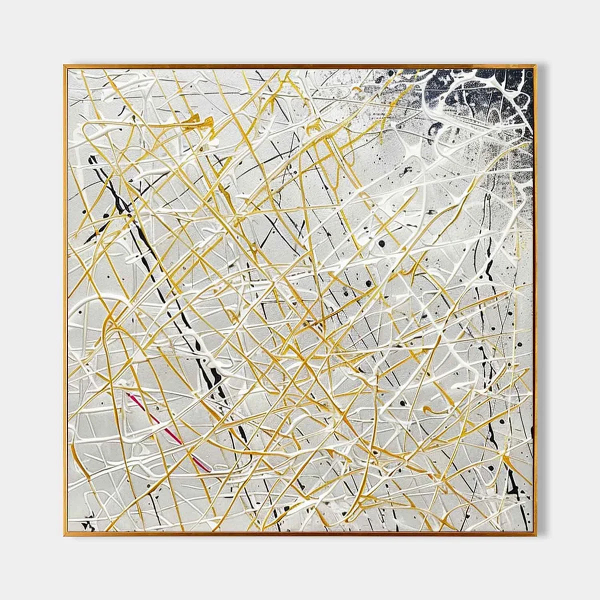 Gold Line Oil Painting Neutral Background Luxe