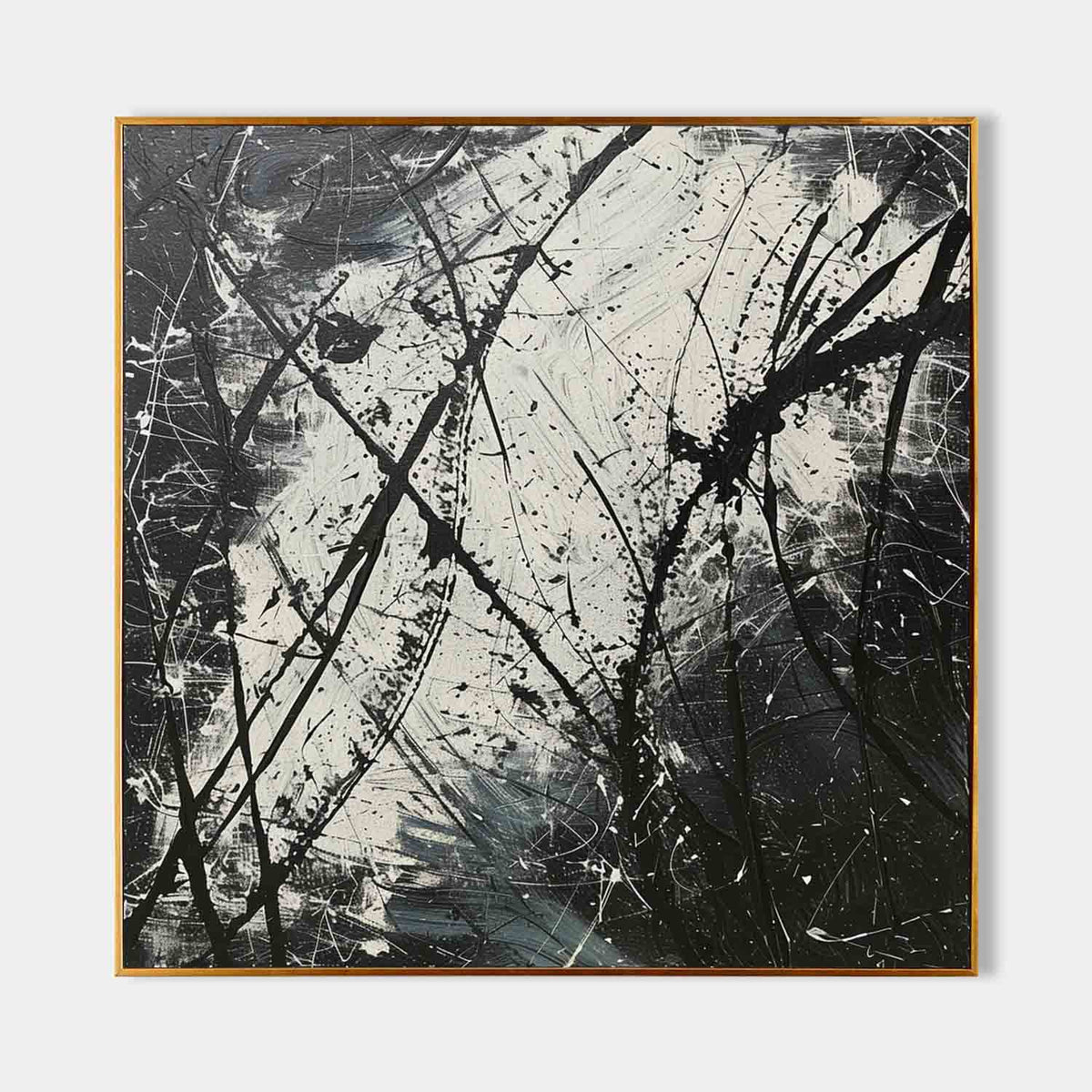 Wall Art Expressionist Monochrome Black White