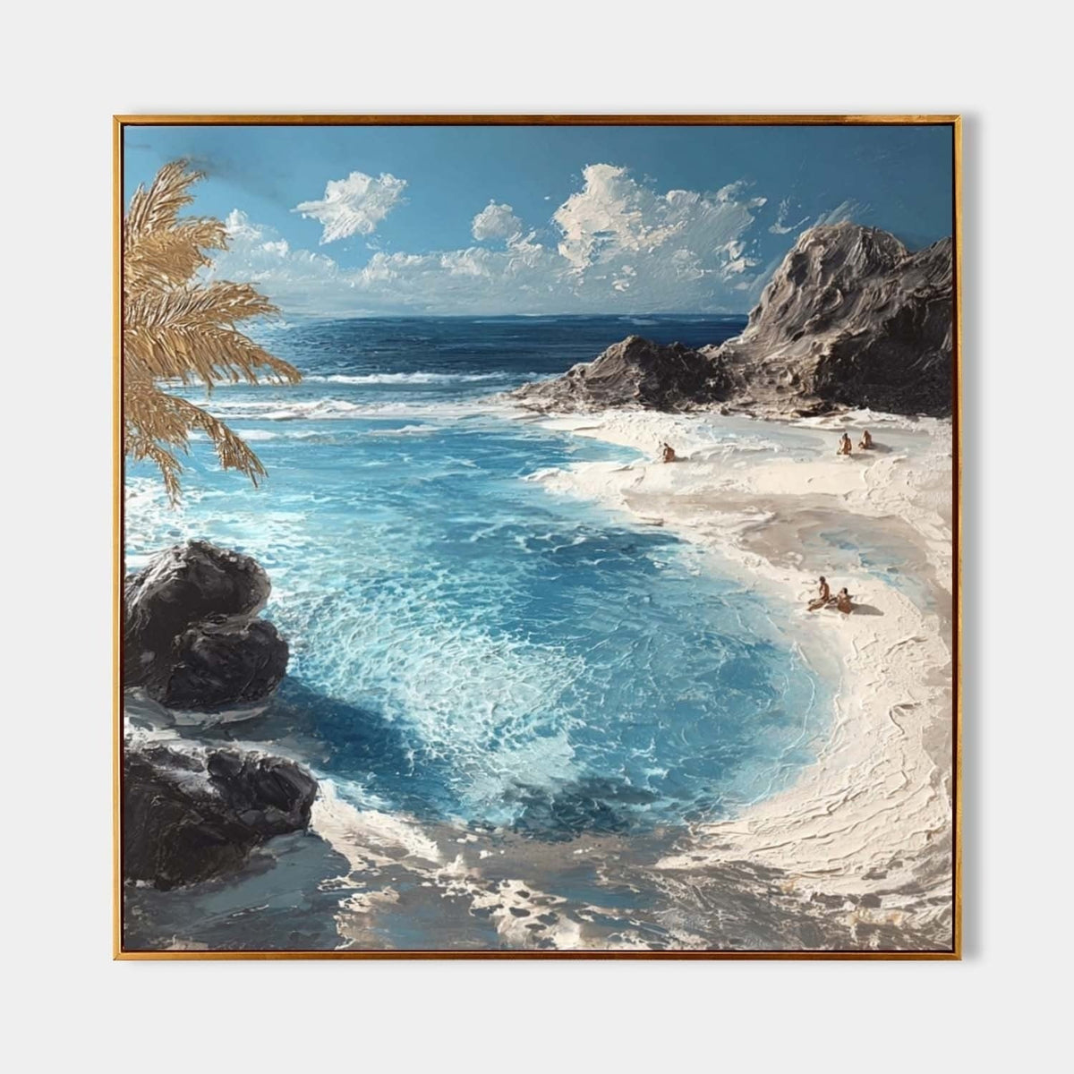 Tropical Secluded Cove Impasto Painting