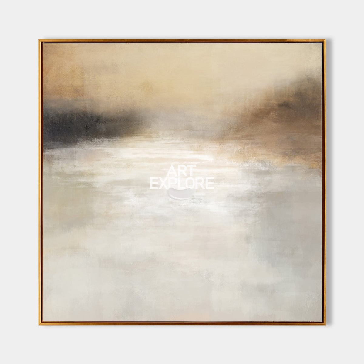 Misty Neutral Horizon Abstract Landscape Wall Art