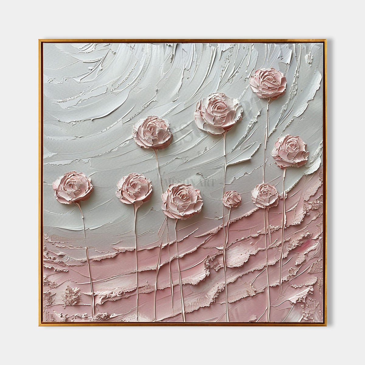 Wall Art Square Pink Rose Floral Painting