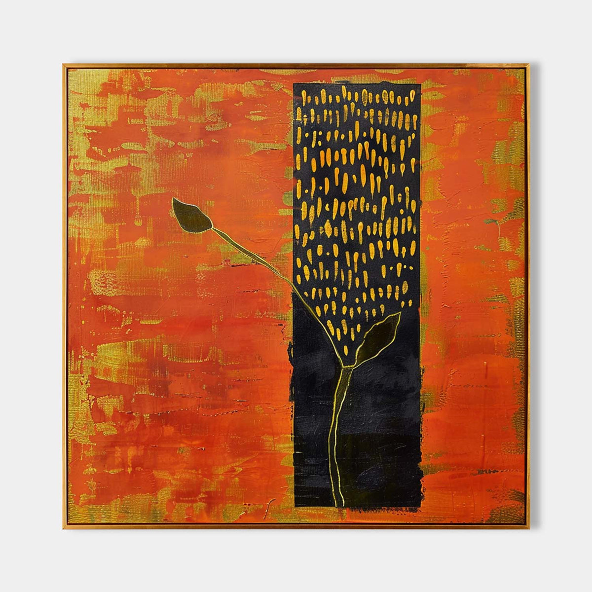 Abstract Golden Bud Orange Geometric Painting