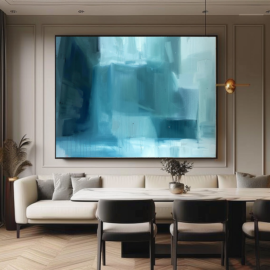 Cool-Tone Urban Oil Painting Textured Drips