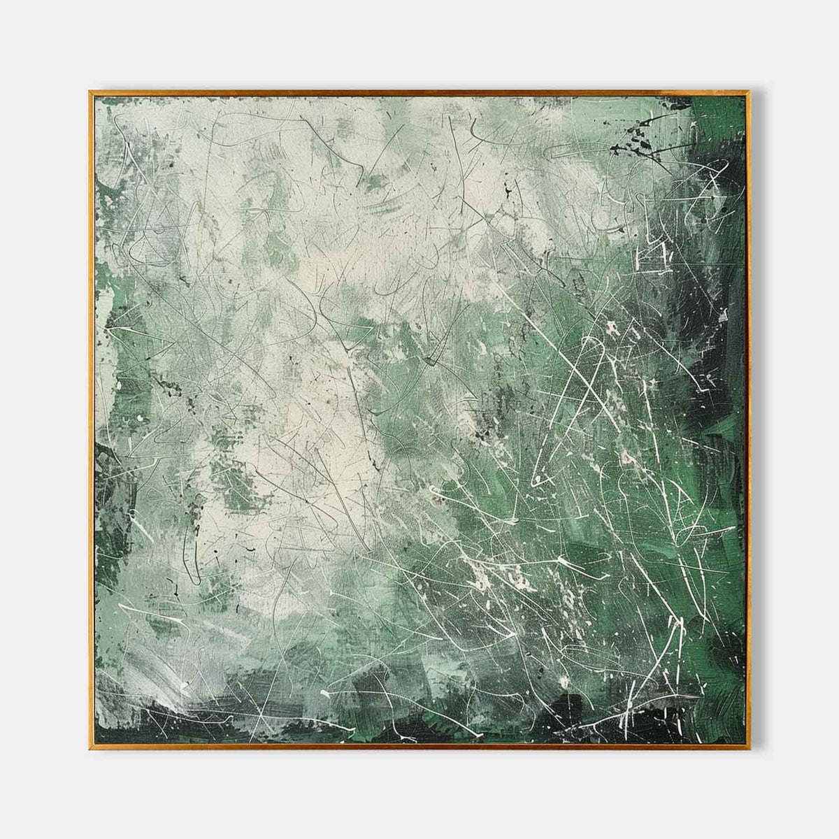Wall Art Gradient Green White Scratch Line Subtle
