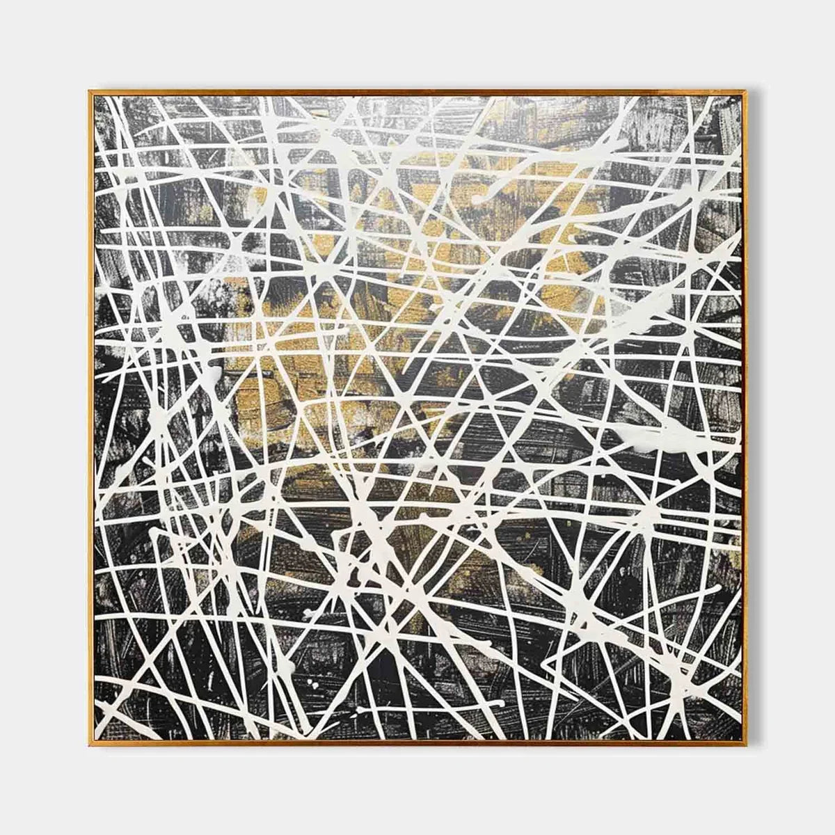 Tactile Black White Gold Oil Painting Web-Line