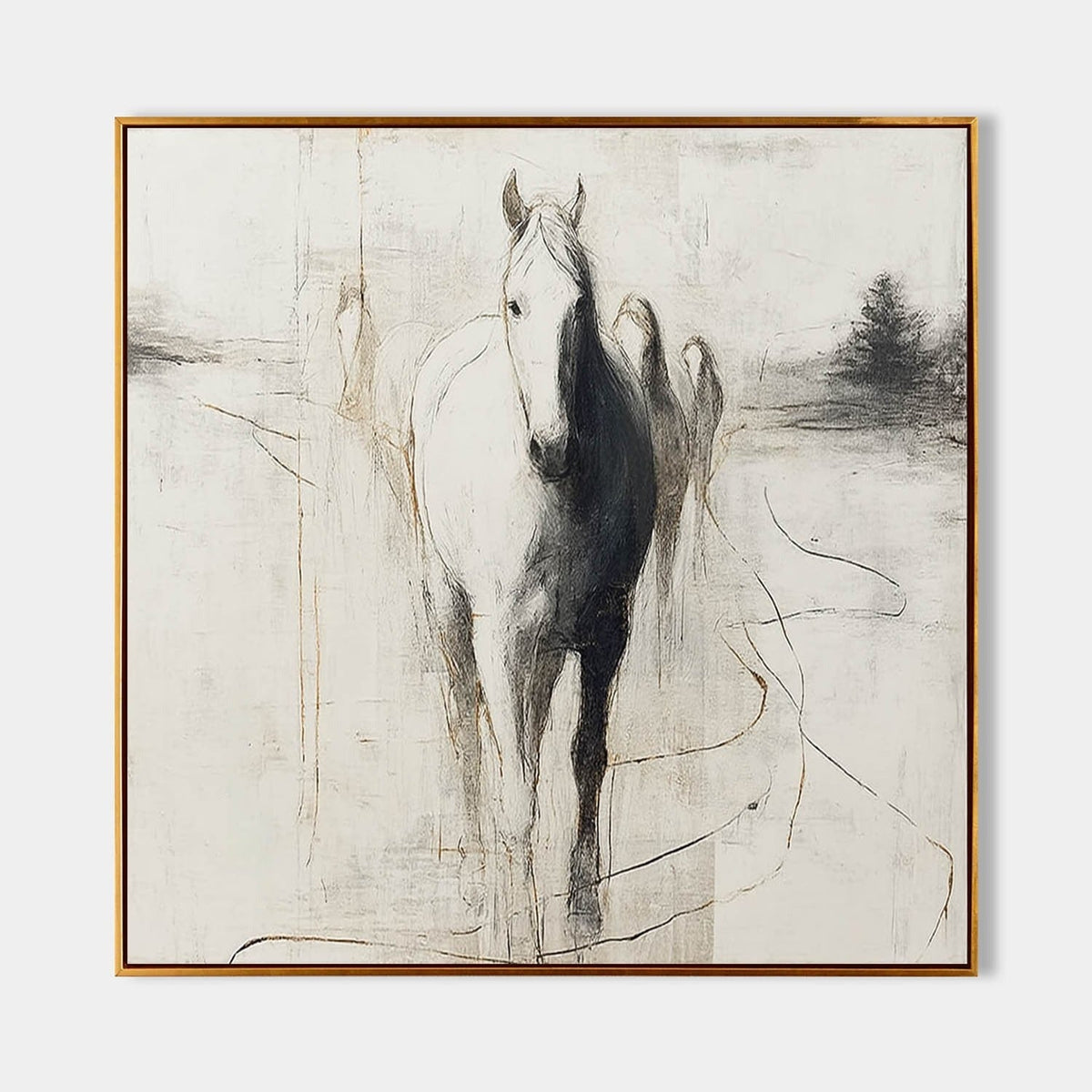Wall Art Monochrome Horse Sketch Animal