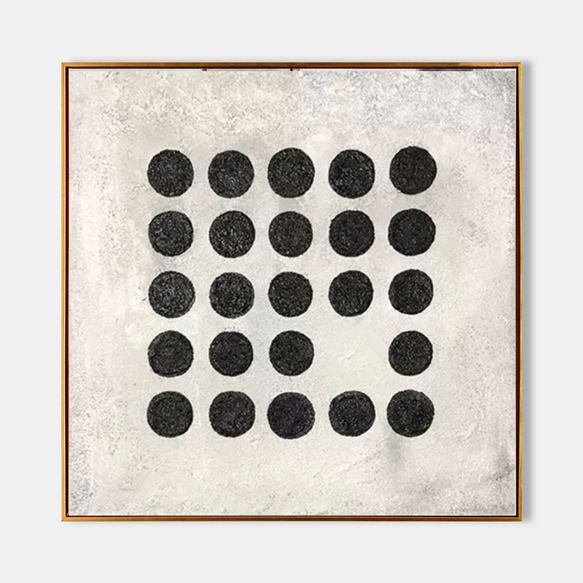 Minimalist Black Dot Grid Painting