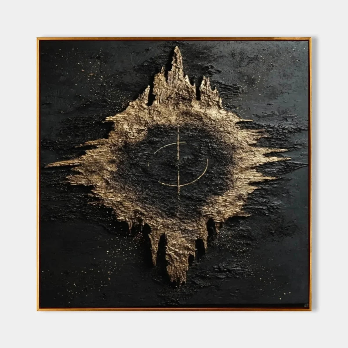 Black Gold Abstract Geode Bas-Relief Painting