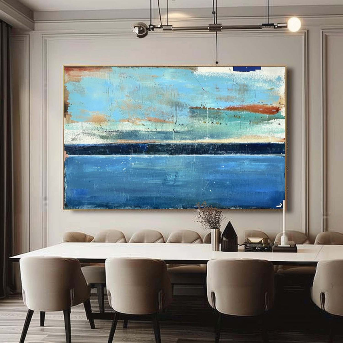 Coastal Landscape Painting Textured Modern Wall Art