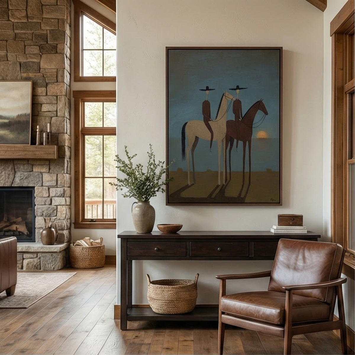 Sunset Riders Western Horse Oil Painting