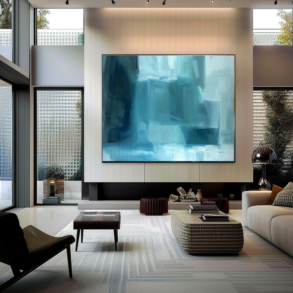 Cool-Tone Urban Oil Painting Textured Drips