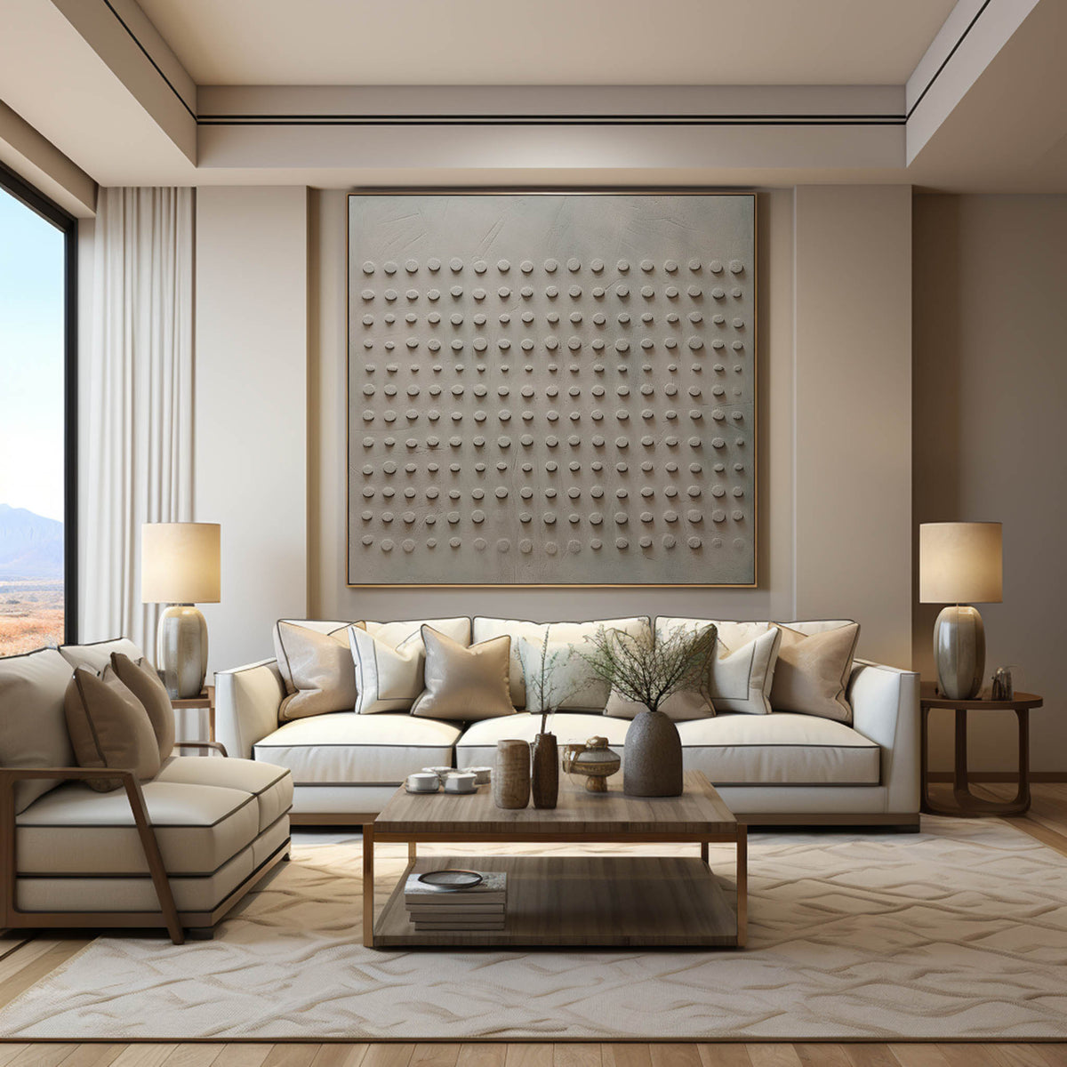 Wall Art Raised Dot Grid Texture Oil Painting