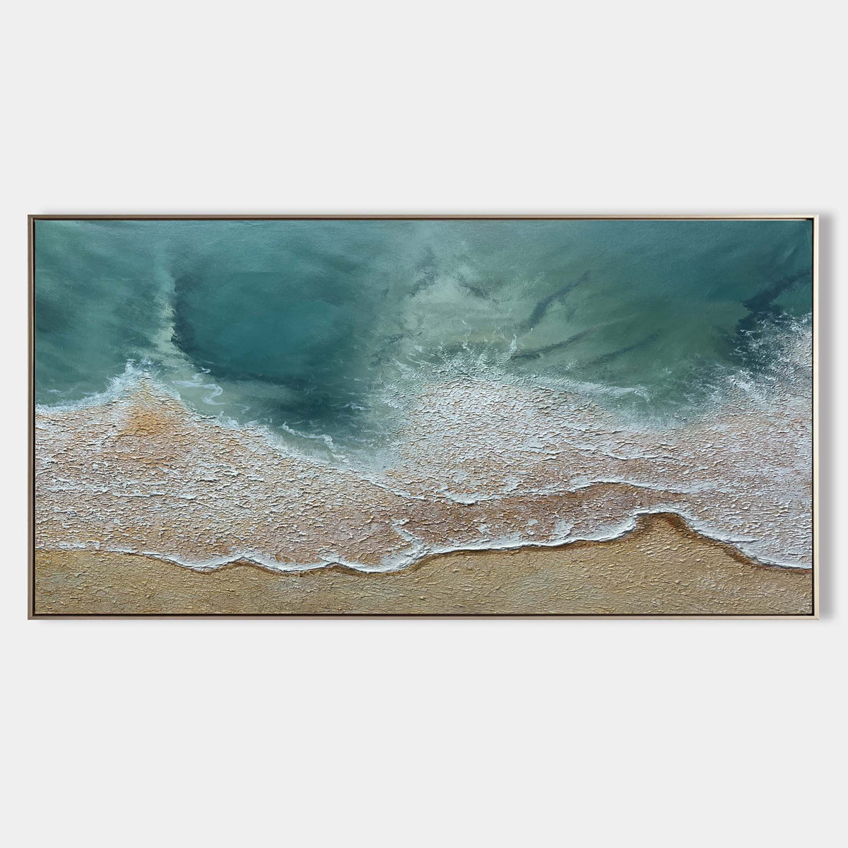 Wall Art Teal Ocean Beach Seascape Wave Modern Coastal Texture Living Room
