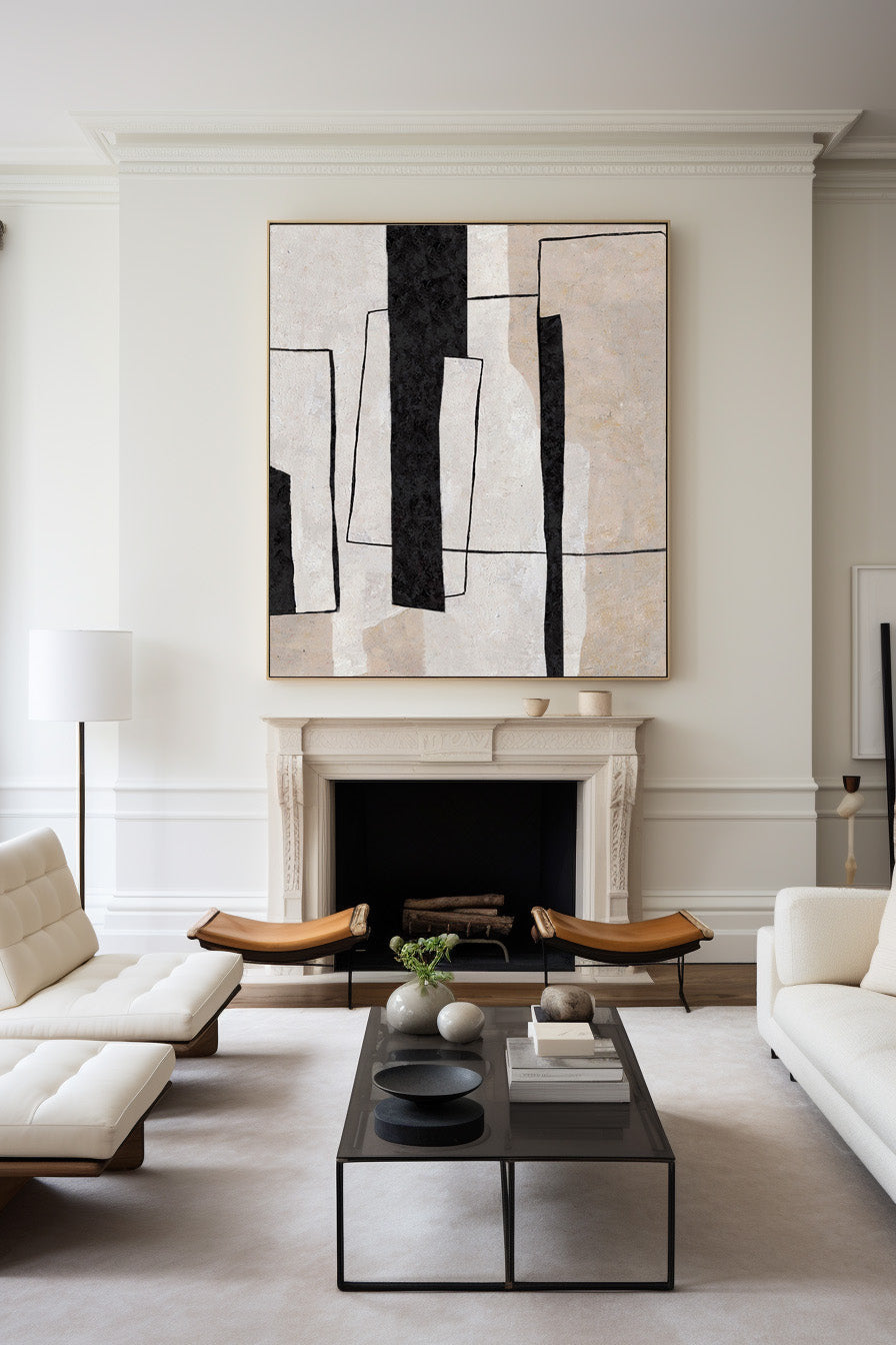 Geometric Monochrome Abstract Painting