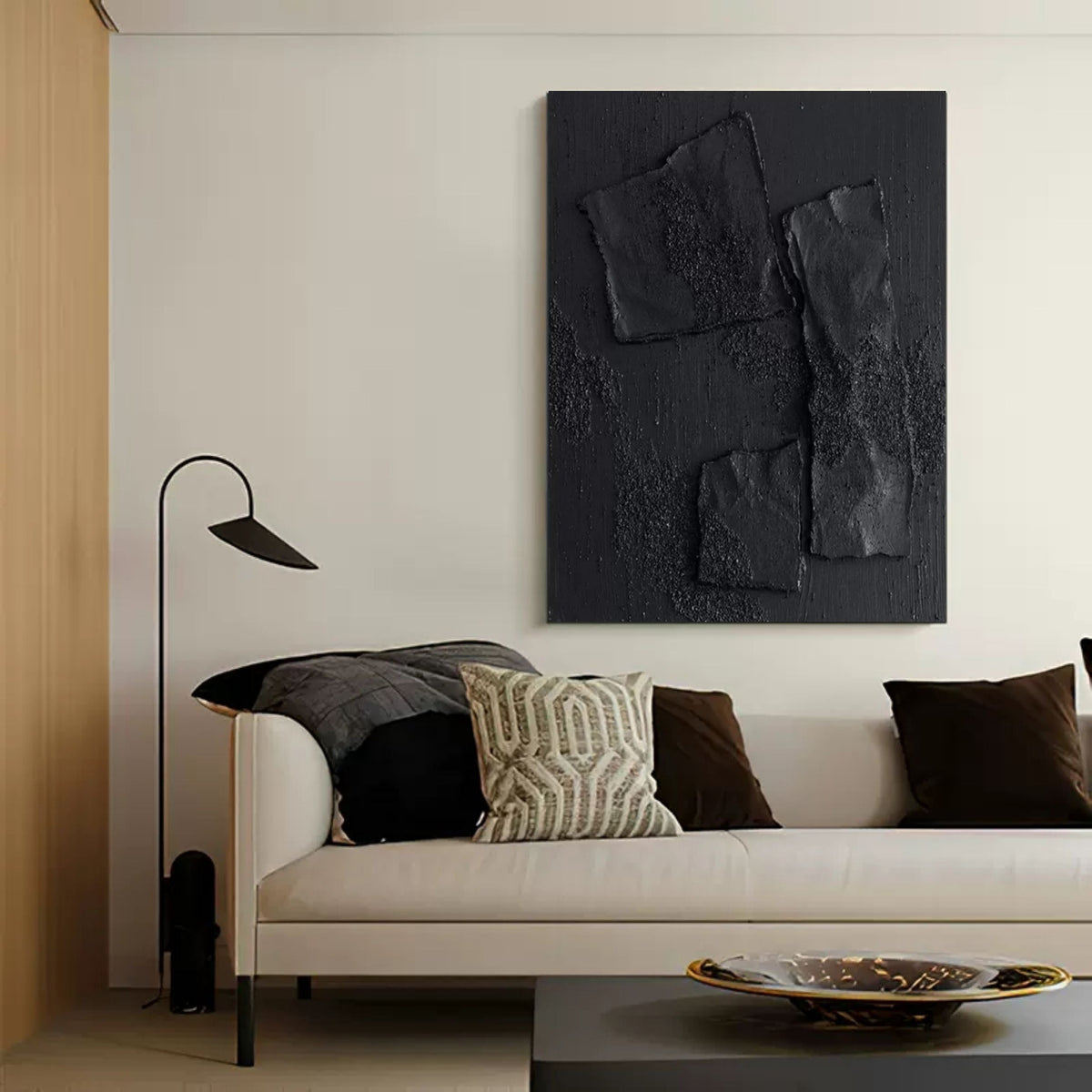 Wall Art Black Monochrome Irregular Block