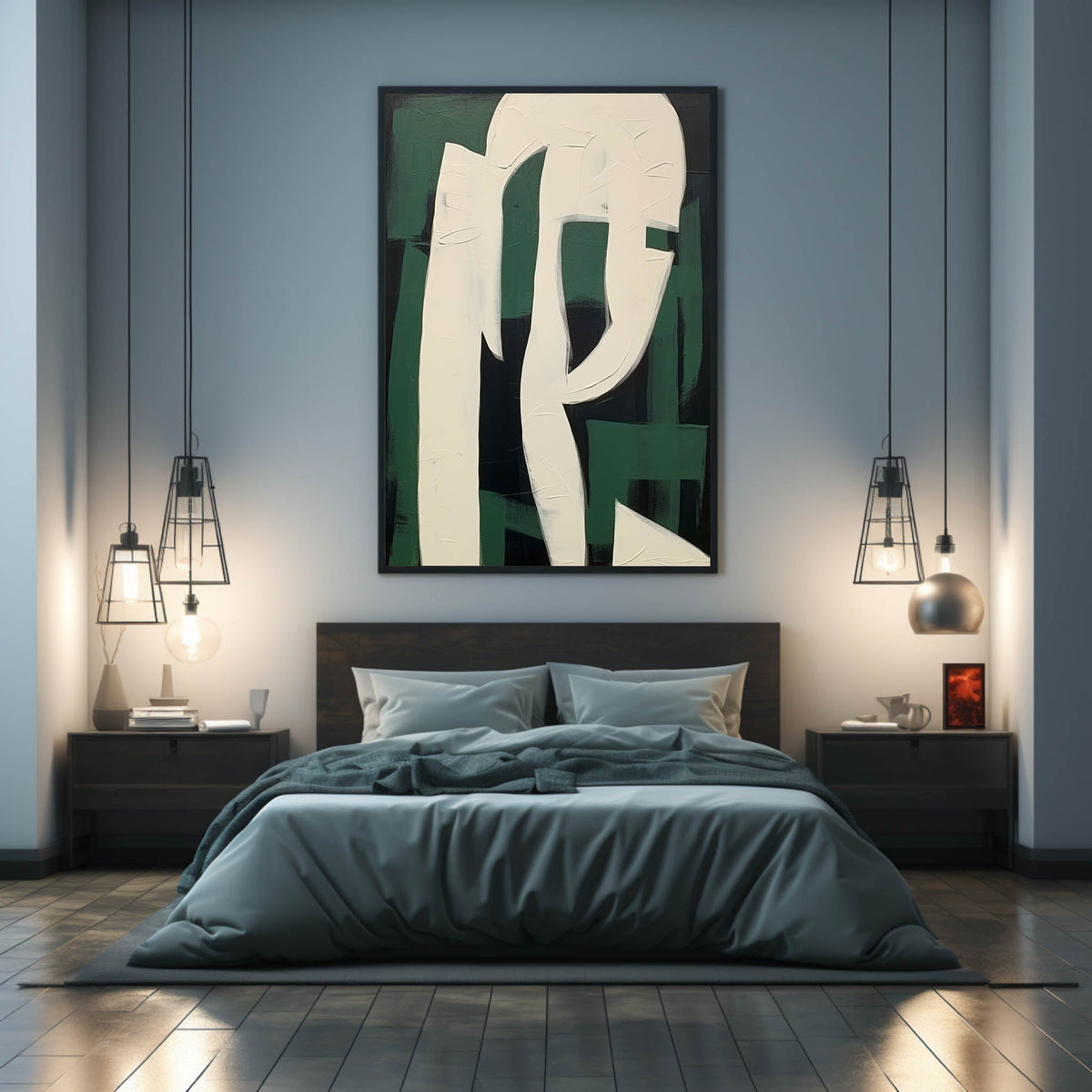 Wall Art Forest Green Layered Contemporary Graphic