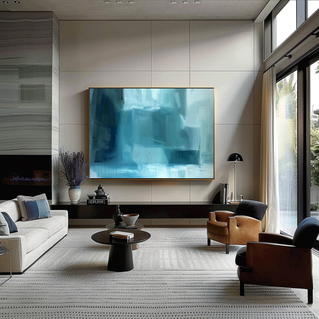 Cool-Tone Urban Oil Painting Textured Drips