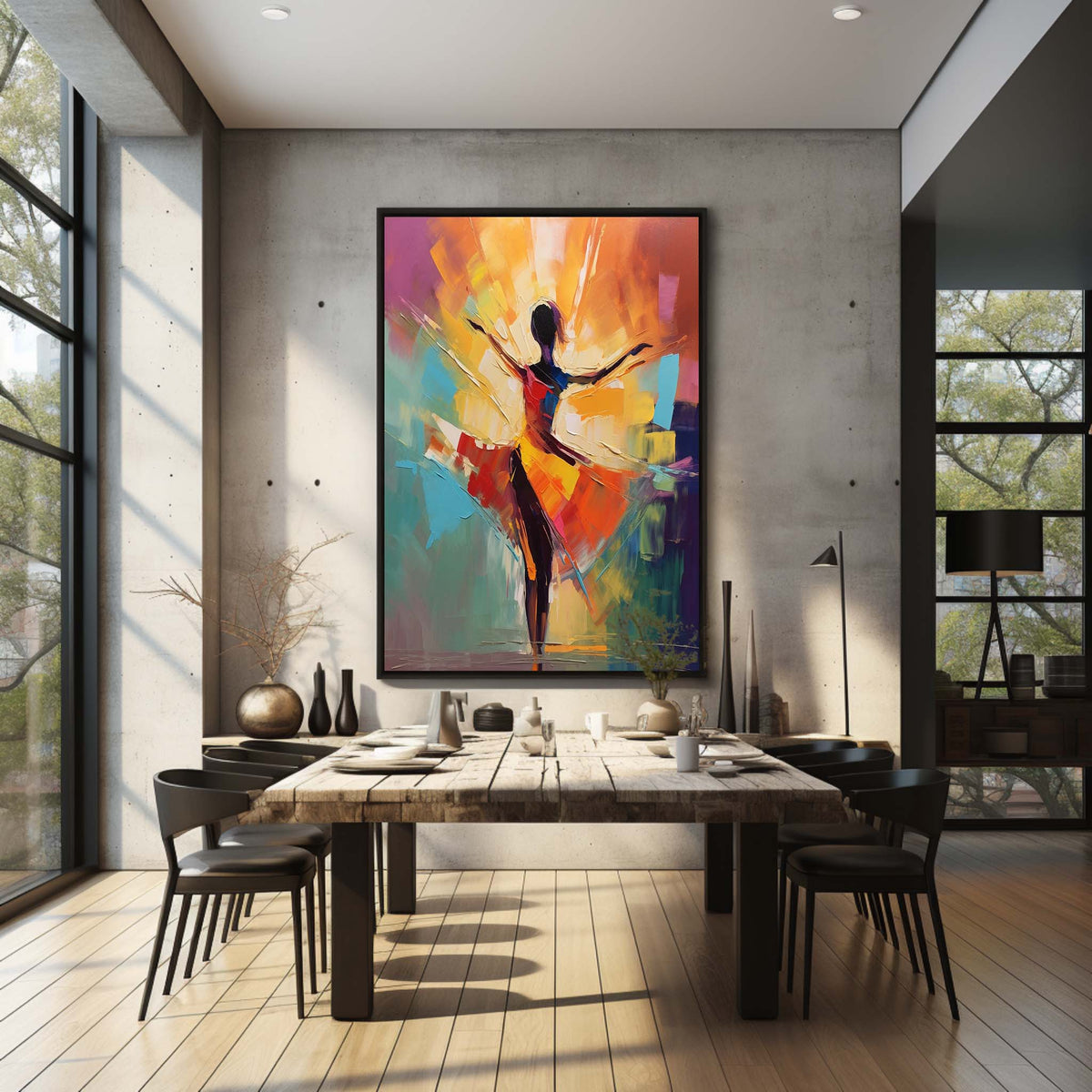 Palette Vibrant Dancer Impasto Painting