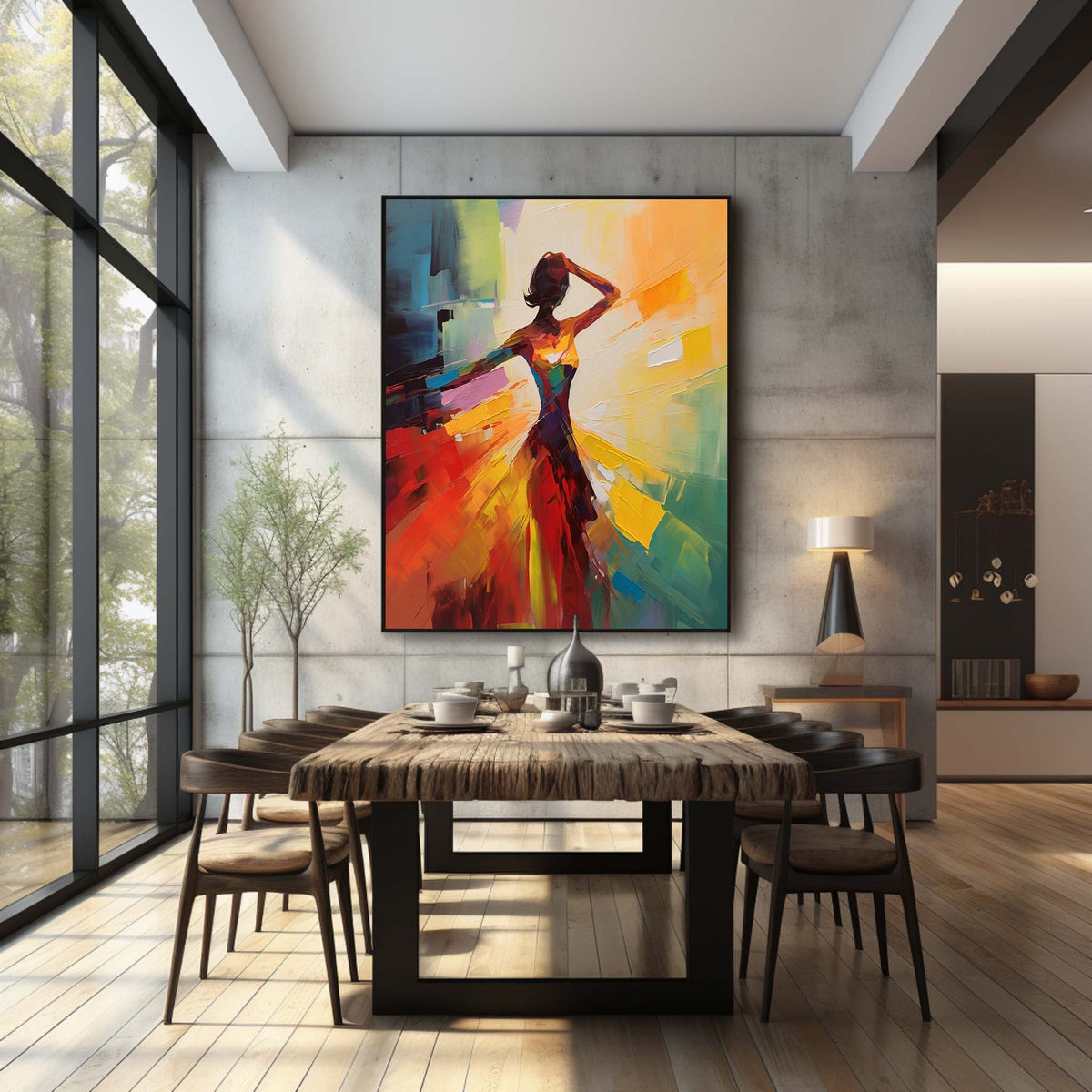 Palette Canvas Art Vibrant Abstract Dancer Painting Colorful Impasto