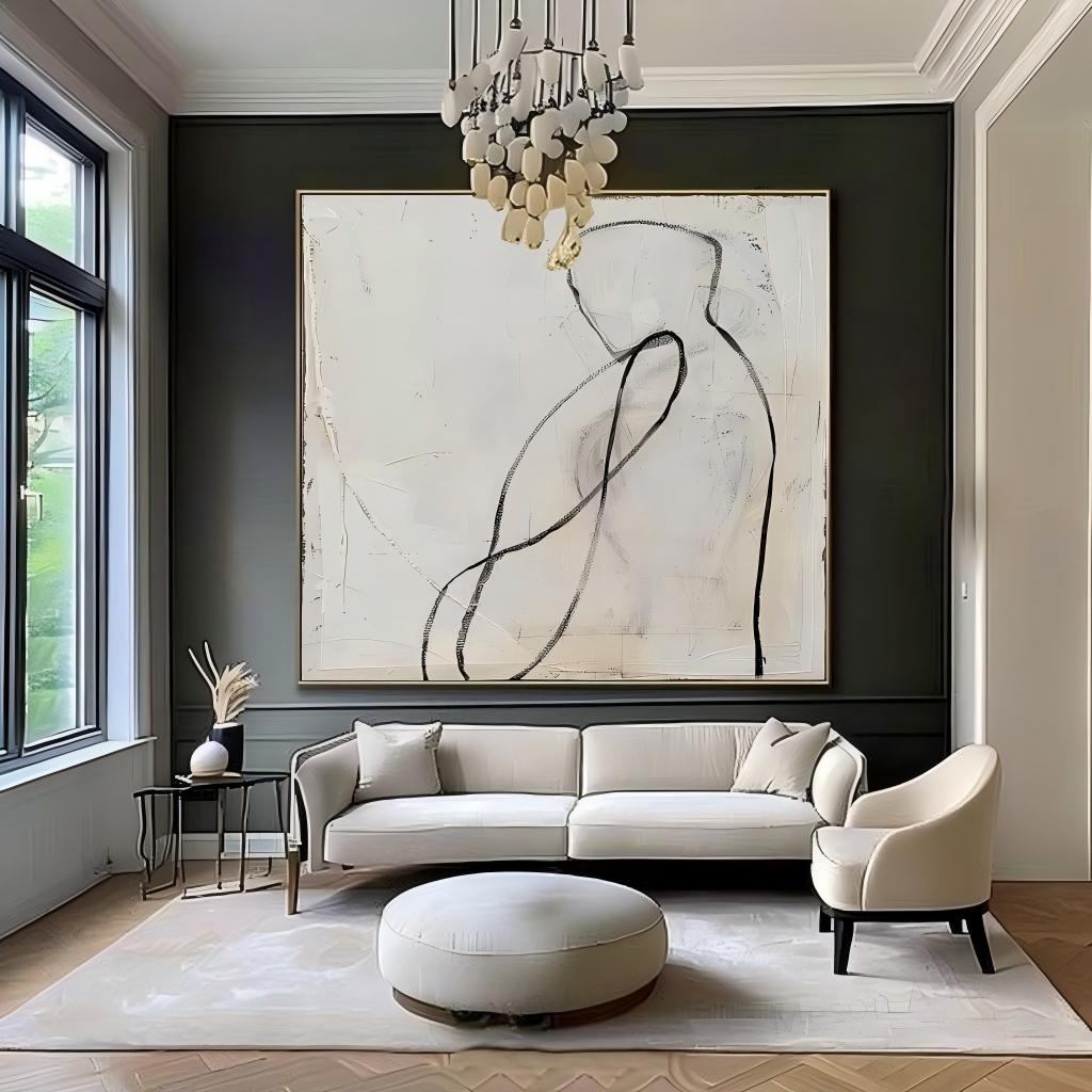 Minimalist Embrace Line Art Painting