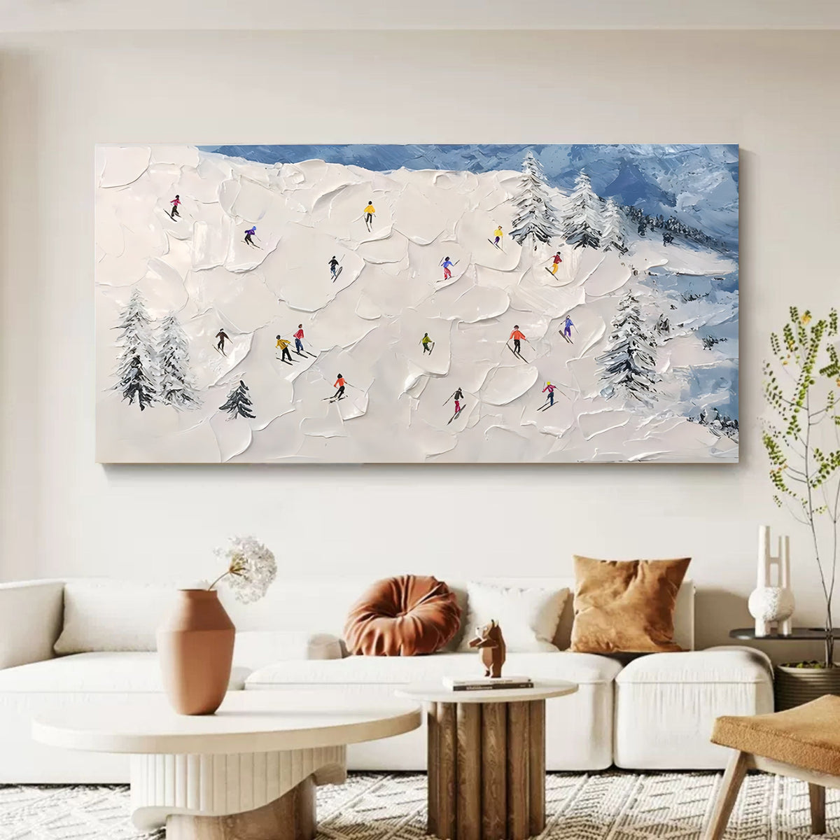 3D Textured Ski Resort Painting Winter Sports
