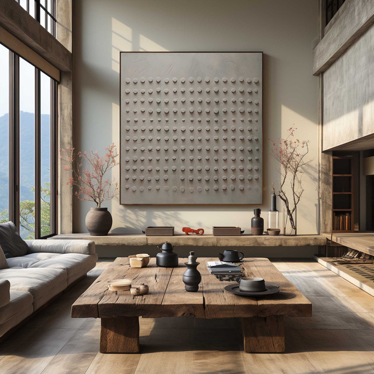 Wall Art Raised Dot Grid Texture Oil Painting
